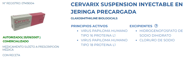 Vacuna VPH Cervarix