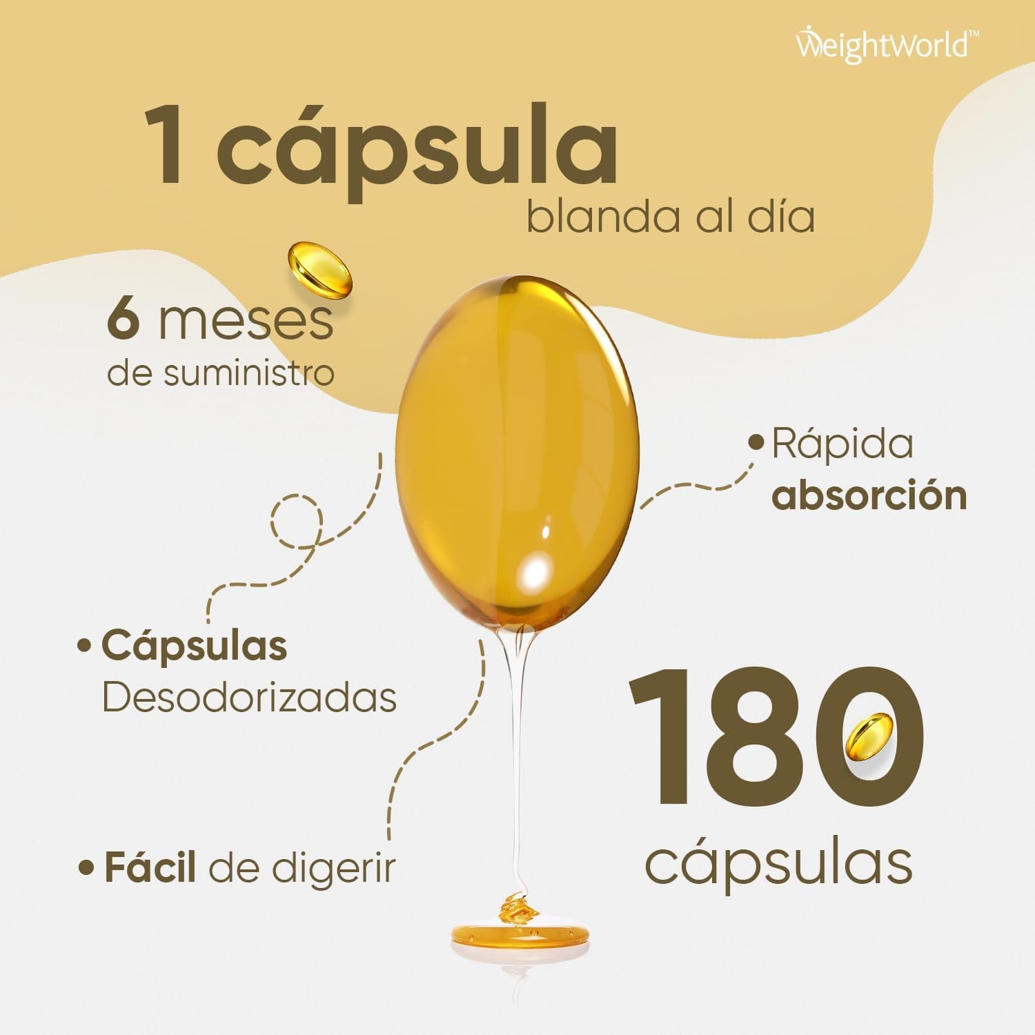 WEIGHTWORLD Aceite de ajo sin olor, 180 cápsulas - Imagen 3
