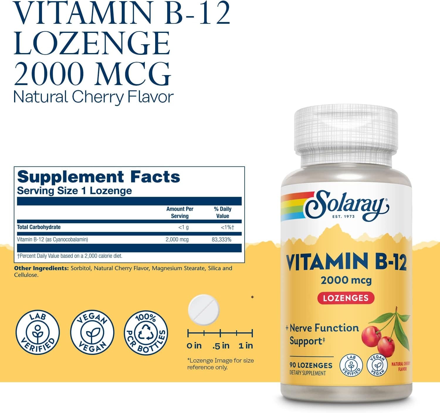 SOLARAY Vitamin B-12, 90 comp - Imagen 3